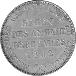 Anhalt Bernburg Alexander Carl Ausbeutetaler 1862