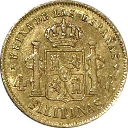 Spanien Manila Filipinas 4 Pesos Isabel II 1865