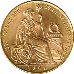 100 Soles Peru Goldmünze Südamerika 1964