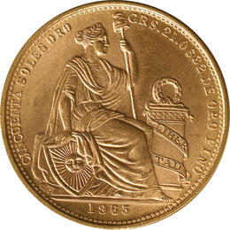 50 Soles Peru Goldmünze Südamerika 1965