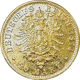 20 Mark Kaiserreich 1874 Mecklenburg Strelitz Jaeger 238 Friedrich Wilhelm