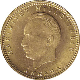 Türkei 100 Piaster Goldmünze Ankara Inönü seit 1923