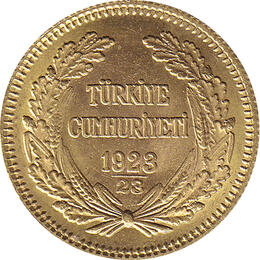 Türkei 100 Piaster Goldmünze Ankara Inönü seit 1923