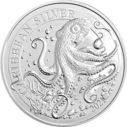 Bardados Caribean 1 Unze Silber Oktupus 2021