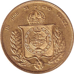 Brasilien 20000 Reis GoldmünzePedro 1855