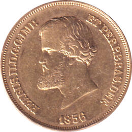 Brasilien 10000 Reis Goldmünze Pedro 1856