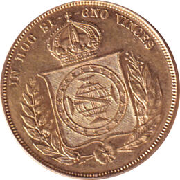 Brasilien 10000 Reis Goldmünze Pedro 1856