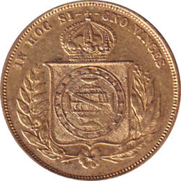 Brasilien 10000 Reis Goldmünze Pedro 1857