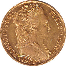Brasilien 3200 Reis Goldmünze Maria 1802