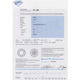 Diamant und Brillant 0,51 Carat mit Zertifikat DPL-SC528