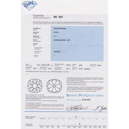 Diamant und Brillant 0,4 Carat mit Zertifikat DPL-SC531