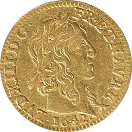 Frankreich Goldmünze Louis XIII 1/2 Louis 1642