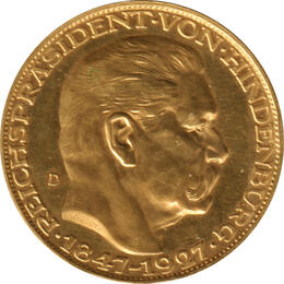 Deutsches Reich Weimer 1927 Hindenburg Zeppelin Goldmedaille