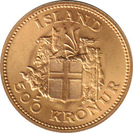 Island 500 Kronur Goldmünze Jon Sigurdsson
