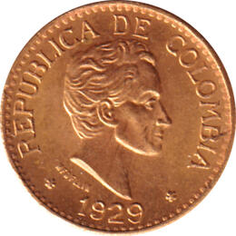 Kolumbien 10 Pesos Goldmünze 1924