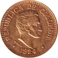 Kolumbien 5 Pesos Goldmünze 1924