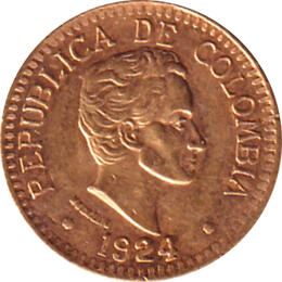 Kolumbien 5 Pesos Goldmünze 1924