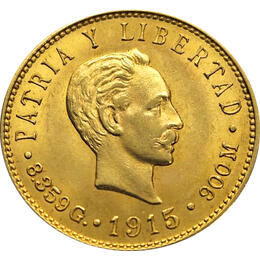Kuba 5 Pesos Goldmünze 1916