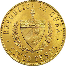 Kuba 5 Pesos Goldmünze 1916