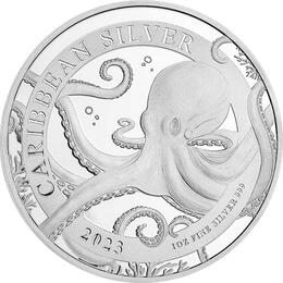 Bardados Caribbean 1 Unze Silber Octopus 2023