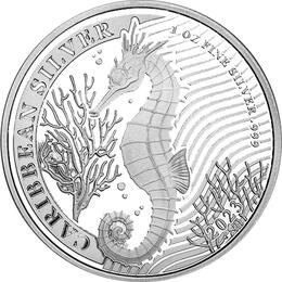 Barbados Caribbean 1 Unze Silber Seepferdchen 2023