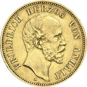 20 Mark Kaiserreich Anhalt 1875 Friedrich I Jaeger 181