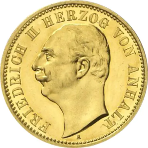 20 Mark Kaiserreich Anhalt 1904 Friedrich II Jaeger 182