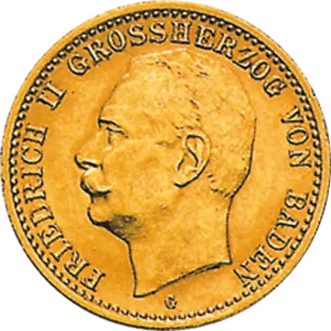 10 Mark Kaiserreich Baden 1909-1913 Friedrich II Jaeger 191