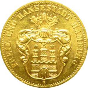 10 Mark Kaiserreich Hamburg 1874 Stadtwappen Jaeger 207