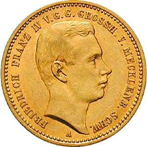 10 Mark Kaiserreich 1901 Mecklenburg Schwerin Jaeger 234 Friedrich Franz