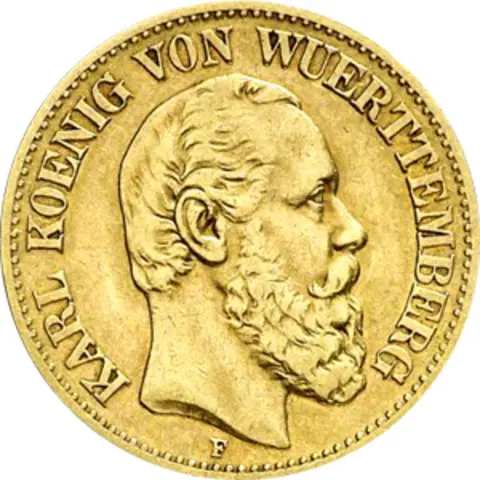 10 Mark Kaiserreich 1872-1873 Württemberg Karl Jaeger 289