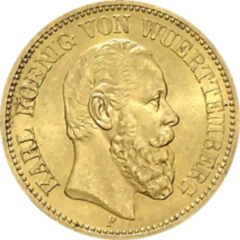 20 Mark Kaiserreich 1872-1873 Württemberg Karl Jaeger 290
