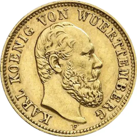 5 Mark Kaiserreich 1877 Württemberg Karl Jaeger 291