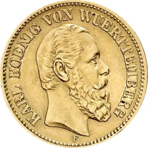 20 Mark Kaiserreich 1874-1876 Württemberg Karl Jaeger 293