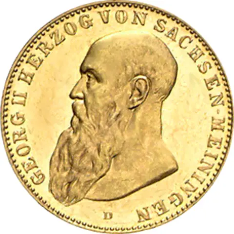 20 Mark Kaiserreich 1910-1914 Sachsen Meiningen Georg II Jaeger 281