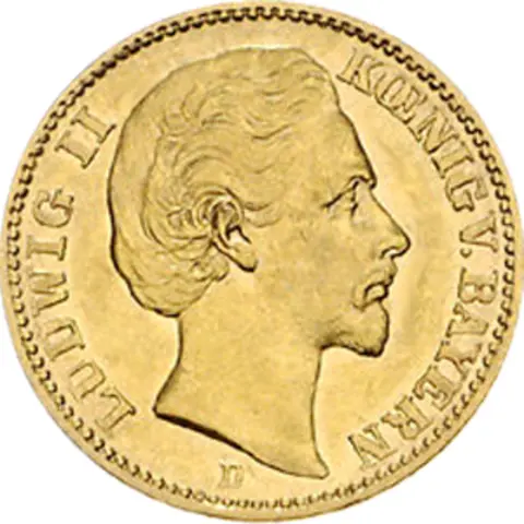 20 Mark Kaiserreich Bayern 1874-1878 Ludwig II Jaeger 197