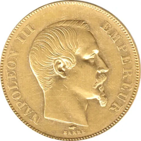 50 Franc Frankreich Napoleon III 1852-1870 ohne Kranz