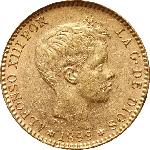 Spanien 20 Pesetas Goldmünze Alfonso XIII 1886-1931