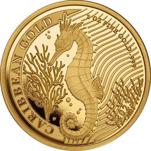 Barbados 1 Unze Caribbean Gold Seepferdchen 2023