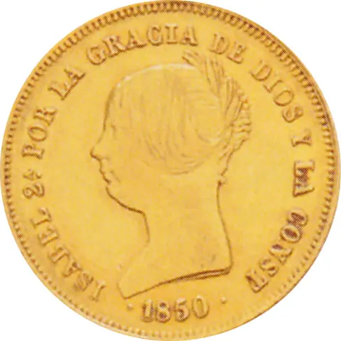 Spanien 100 Reales Dublone Goldmünze Isabel II 1850