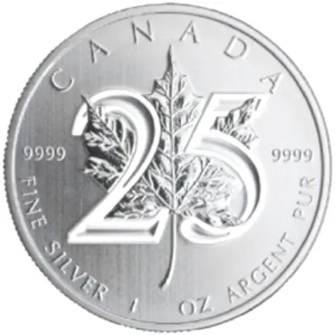 Maple Leaf 1 Unze Silber 25 Jahre Jubiläum Kanada