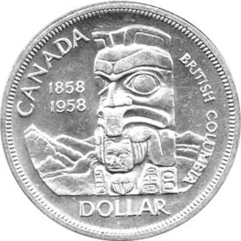 Canada Silber Gedenkmünze 1 Dollar Totem Pfahl 1958