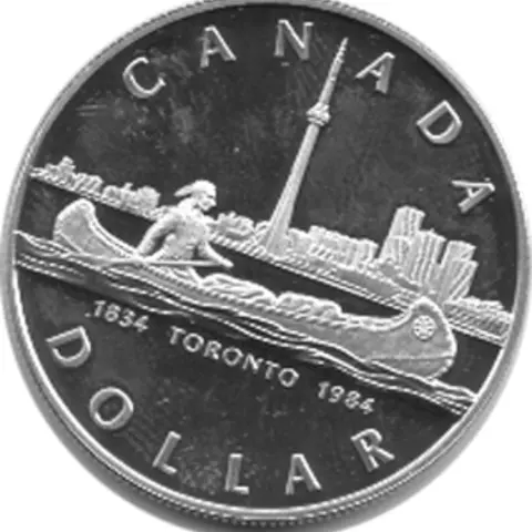 Canada Silber Gedenkmünze 1 Dollar Toronto Kanu 1984