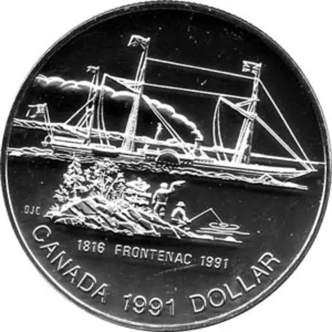 Canada Silber Gedenkmünze 1 Dollar Schiff Frontenac 1991