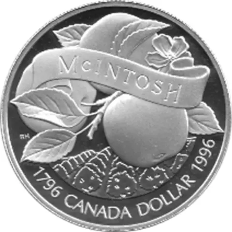 Canada Silber Gedenkmünze 1 Dollar Mcintosh Apfel 1996