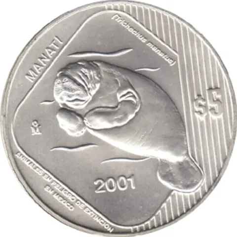 Mexiko bedrohte Tiere 1 Unze Silber Manati Seekuh 2001