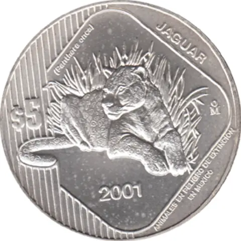 Mexiko bedrohte Tiere 1 Unze Silber Jaguar 2001