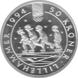 Norwegen 50 Kronen Silber Lillehammer 1994