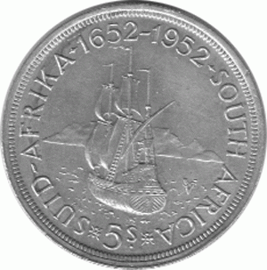  Südafrika 5 Shillings Georg VI 1936-1952 Segelschiff  