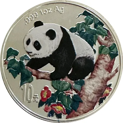 1 Unze China Panda 1998 Silbermünze in Farbe